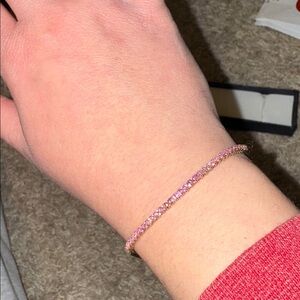 Delicate Pink Sapphire Tennis Bracelet in 14k Solid gold